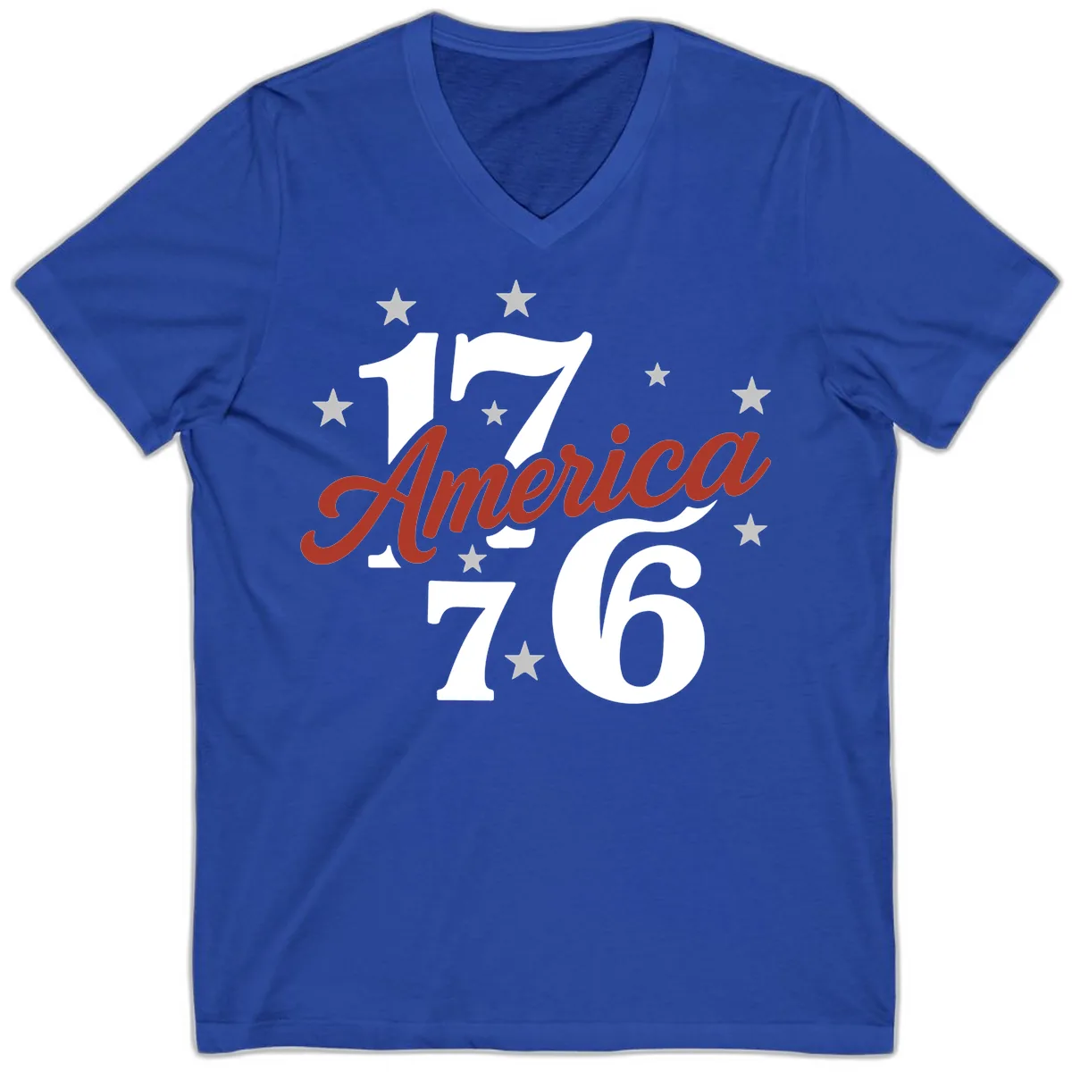 America 1776 Celebration Design V-Neck in True Royal
