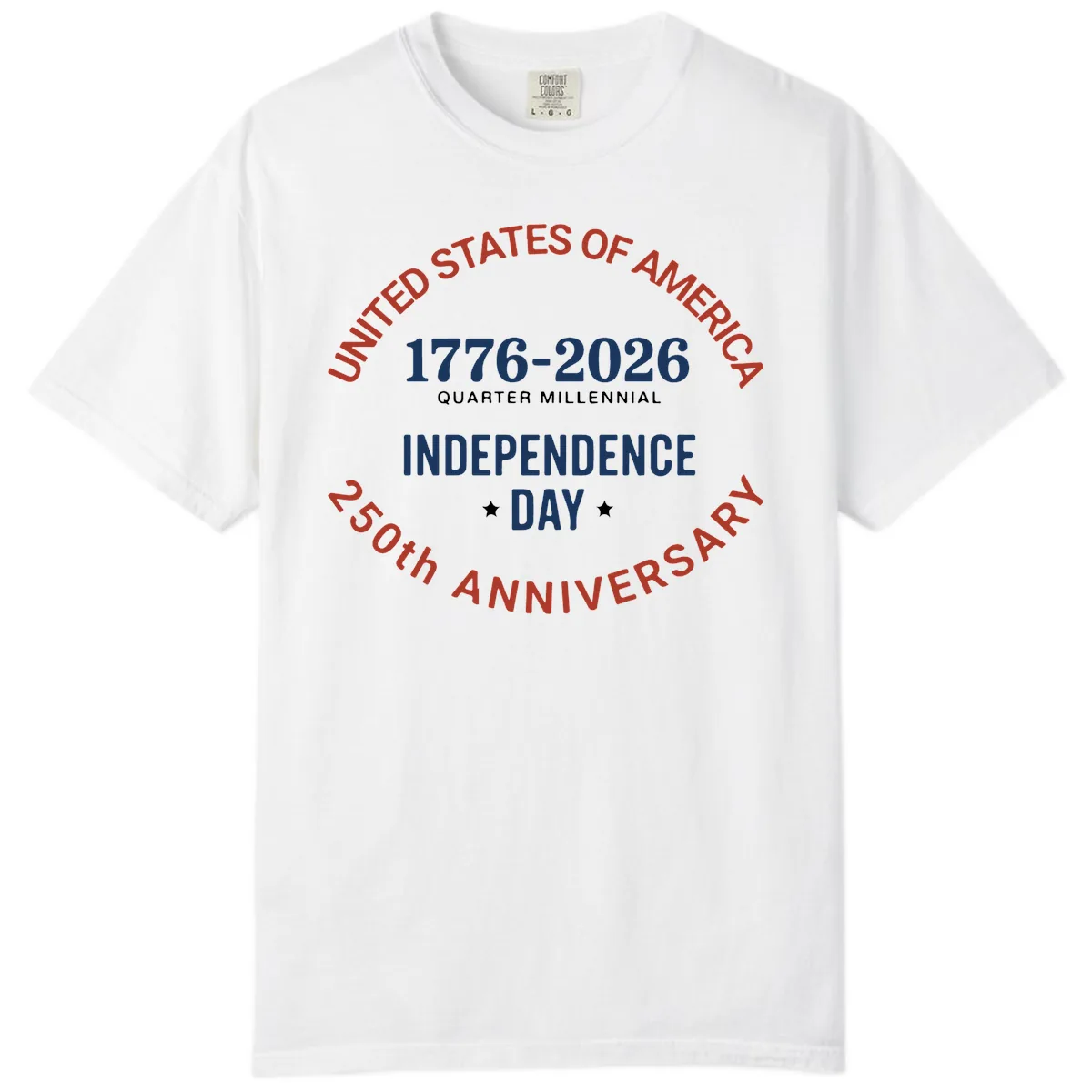 United States 250th Independence Day Comfort Color in White