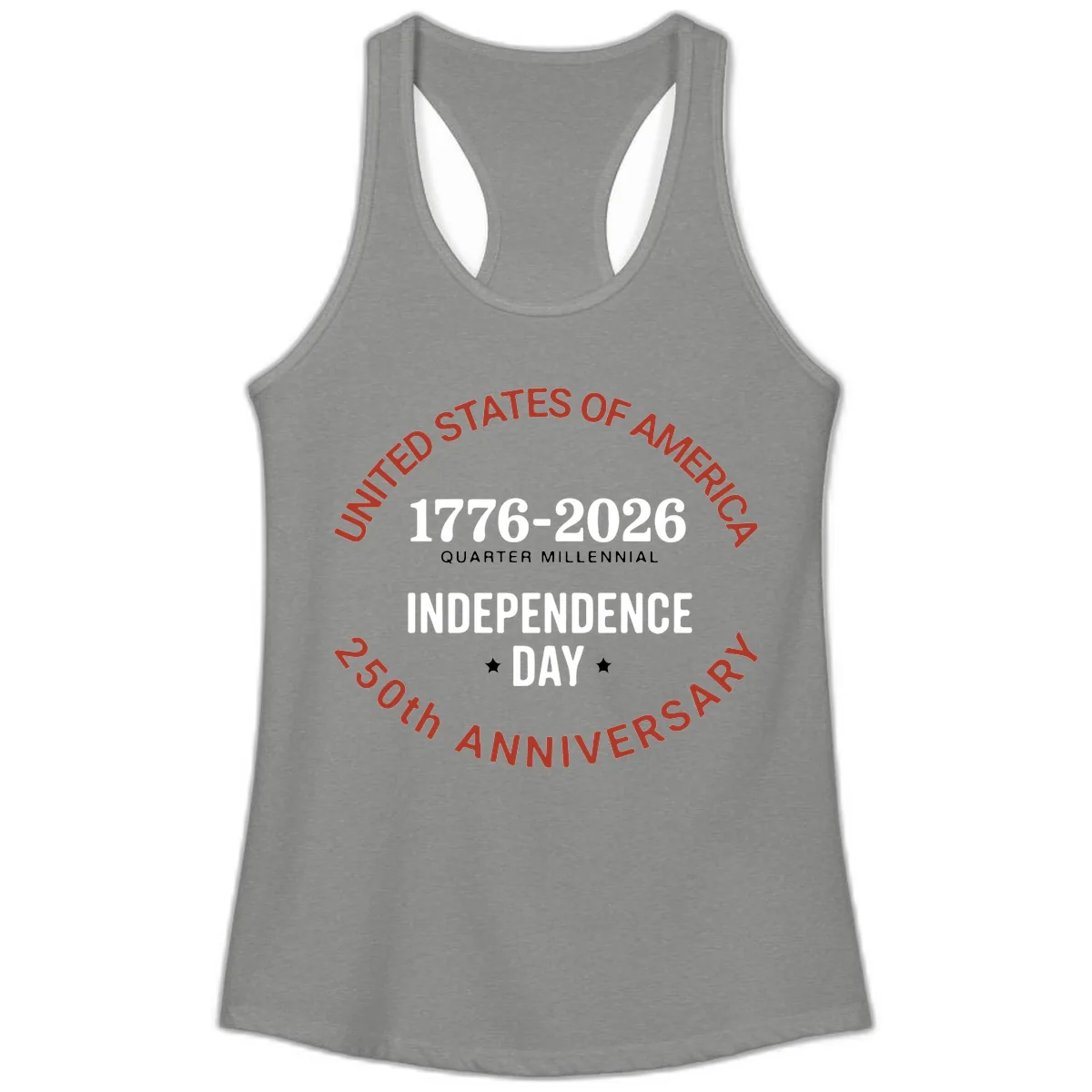 United States 250th Independence Day Ladies Tank in Heather Grey