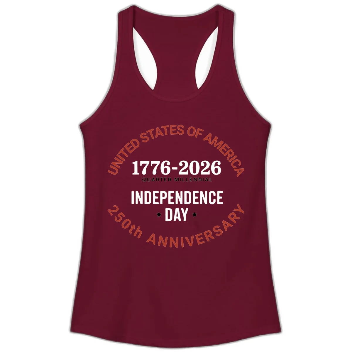 United States 250th Independence Day Ladies Tank in Solid Cardinal Red