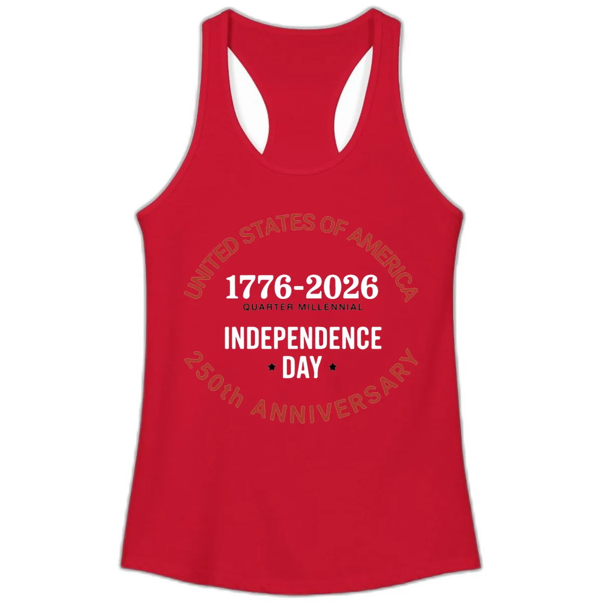 United States 250th Independence Day Ladies Tank in Solid Red