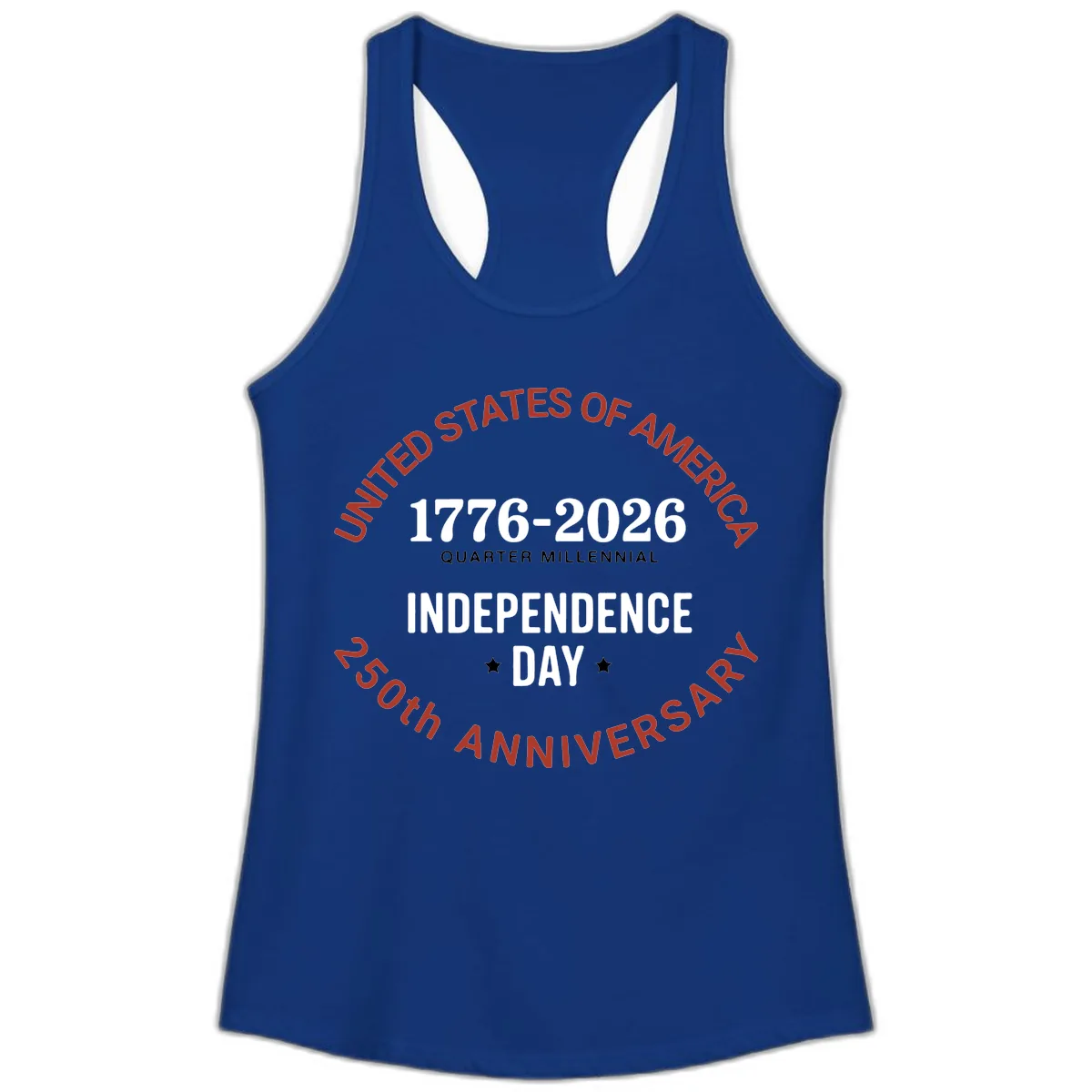 United States 250th Independence Day Ladies Tank in Solid Royal