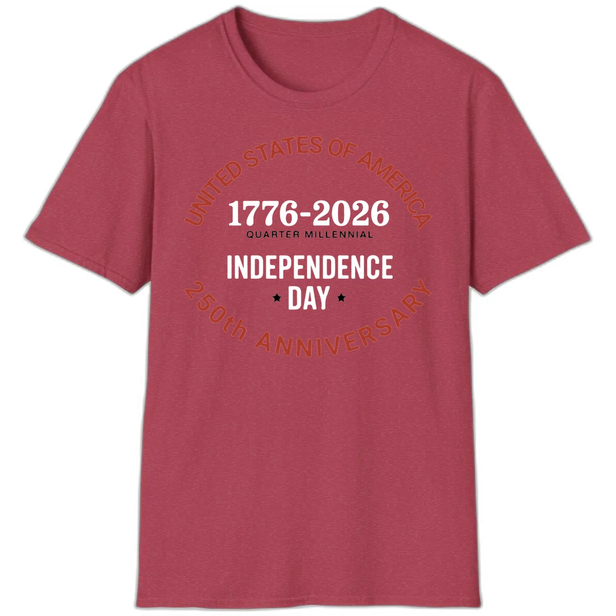 United States 250th Independence Day T-Shirt in Heather Cardinal