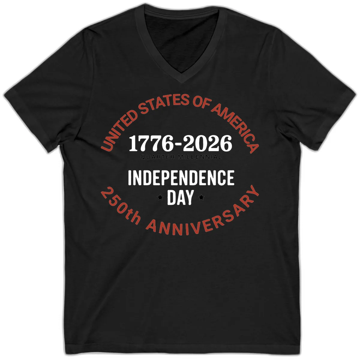 United States 250th Independence Day V-Neck in Black