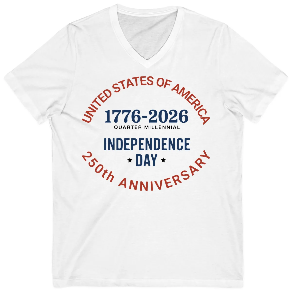 United States 250th Independence Day V-Neck in White