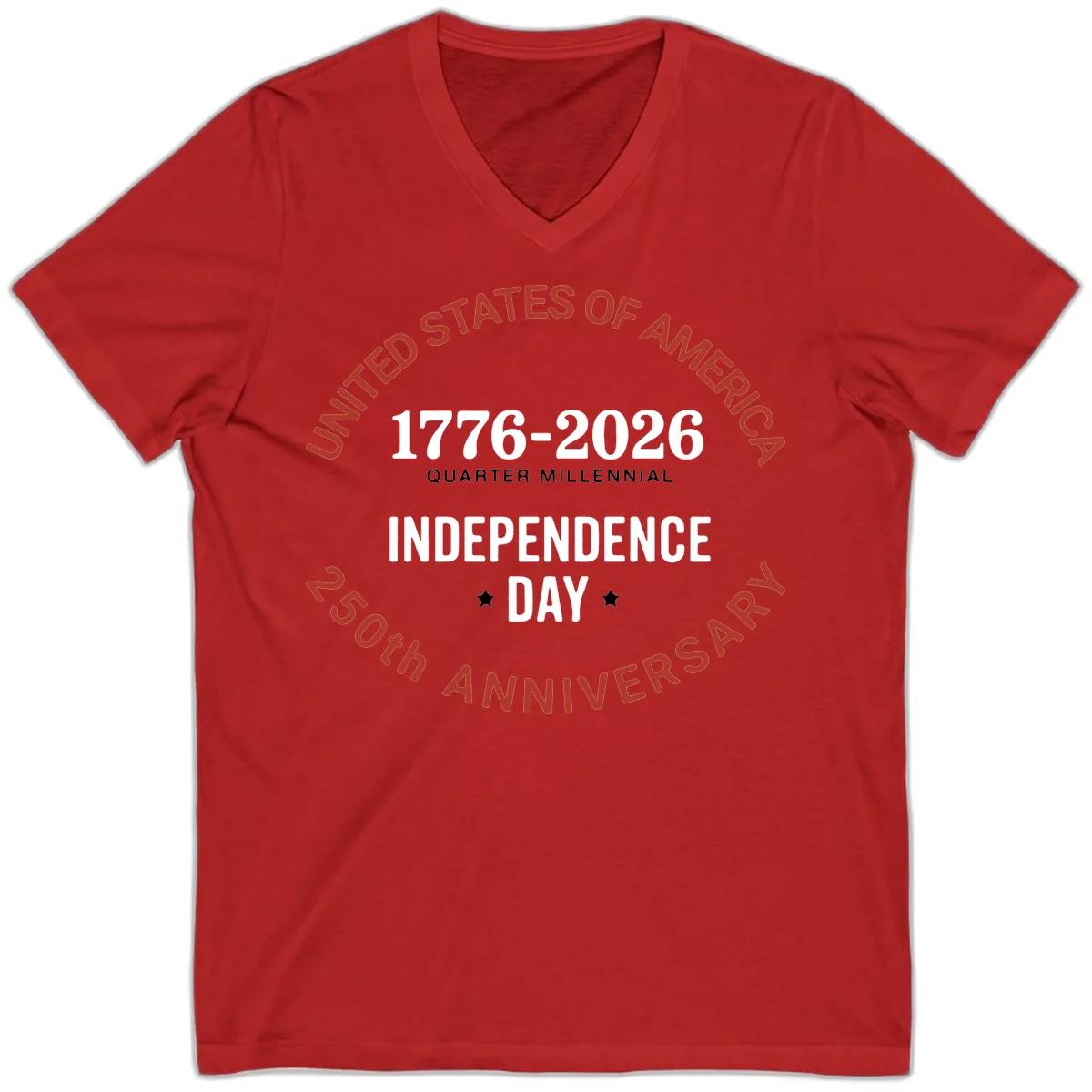 United States 250th Independence Day V-Neck in Red