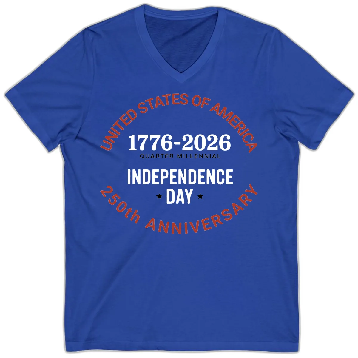 United States 250th Independence Day V-Neck in True Royal