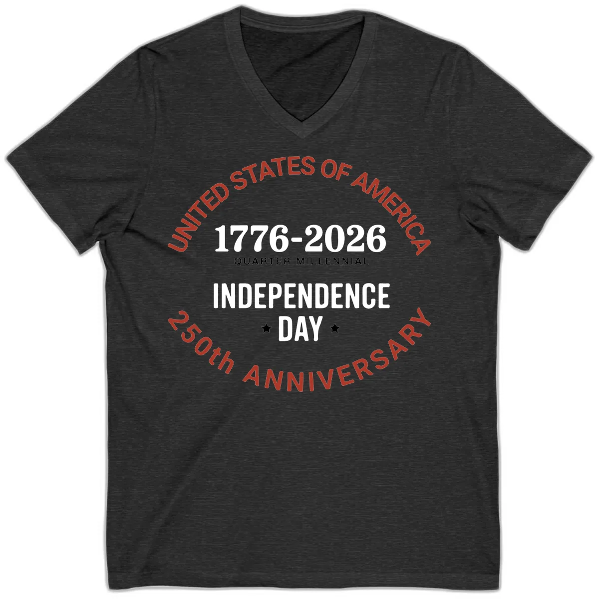 United States 250th Independence Day V-Neck in Dark Grey Heather