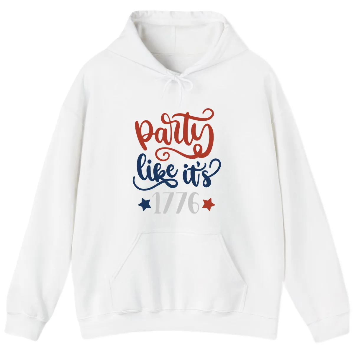 Party Like It's 1776 Celebration Design Hoodie in White