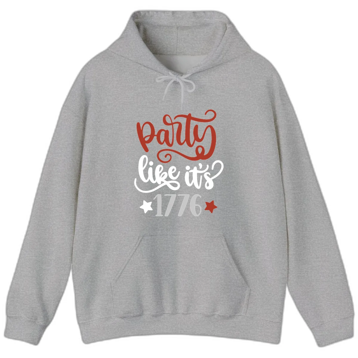 Party Like It's 1776 Celebration Design Hoodie in Sport Grey