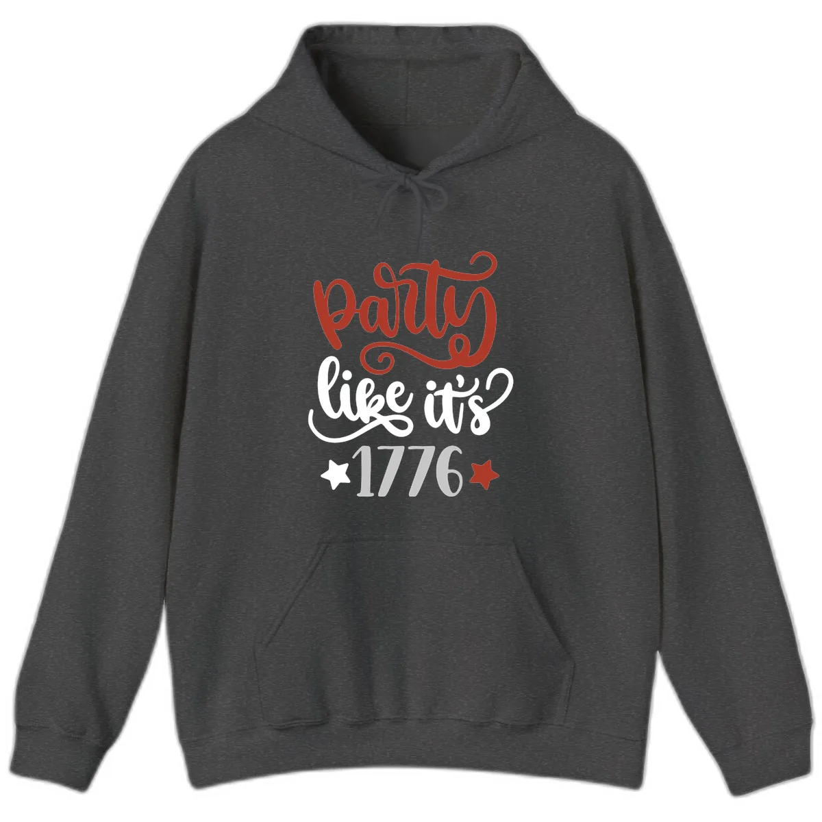 Party Like It's 1776 Celebration Design Hoodie in Dark Heather