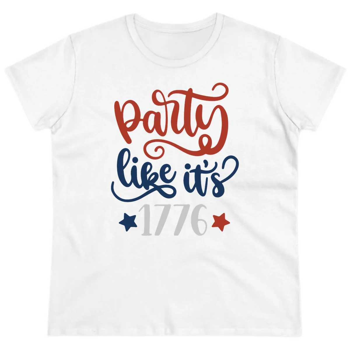 Party Like It's 1776 Celebration Design Ladies Tee in White