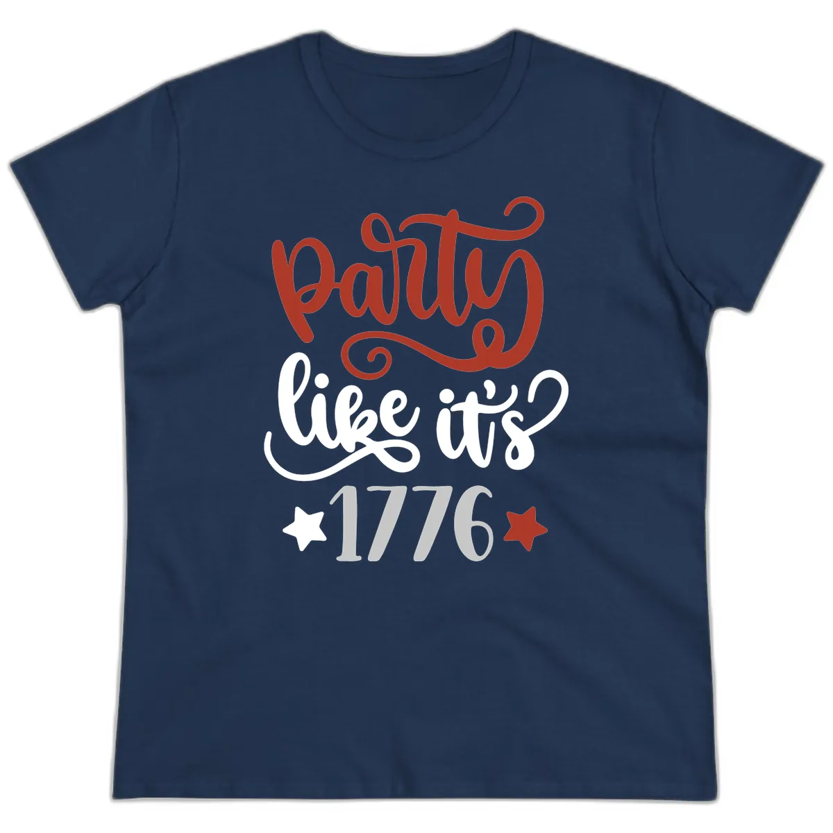 Party Like It's 1776 Celebration Design Ladies Tee in Navy
