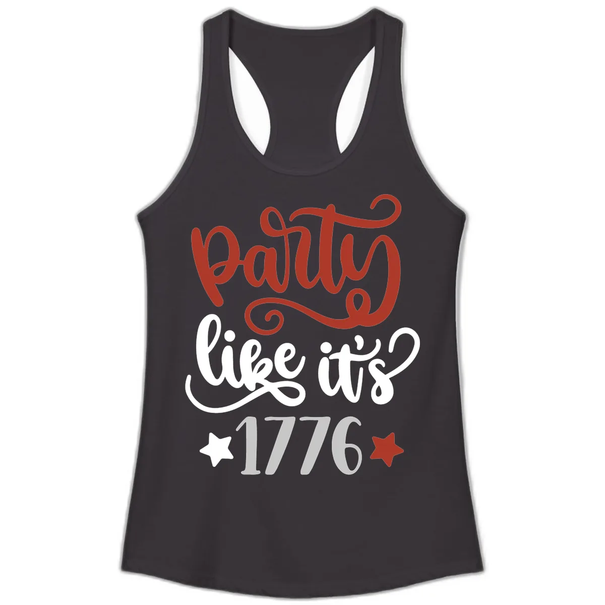Party Like It's 1776 Celebration Design Ladies Tank in Black