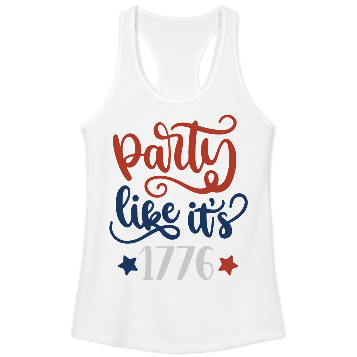 Party Like It's 1776 Celebration Design Ladies Tank in White