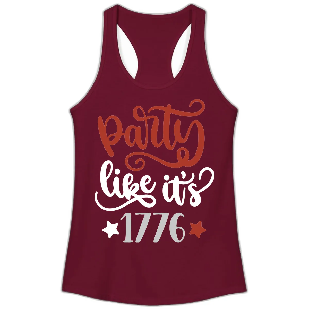 Party Like It's 1776 Celebration Design Ladies Tank in Solid Cardinal Red