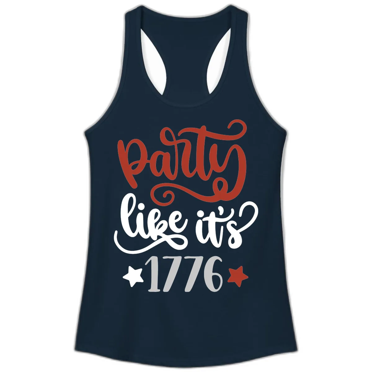 Party Like It's 1776 Celebration Design Ladies Tank in Solid Midnight Navy