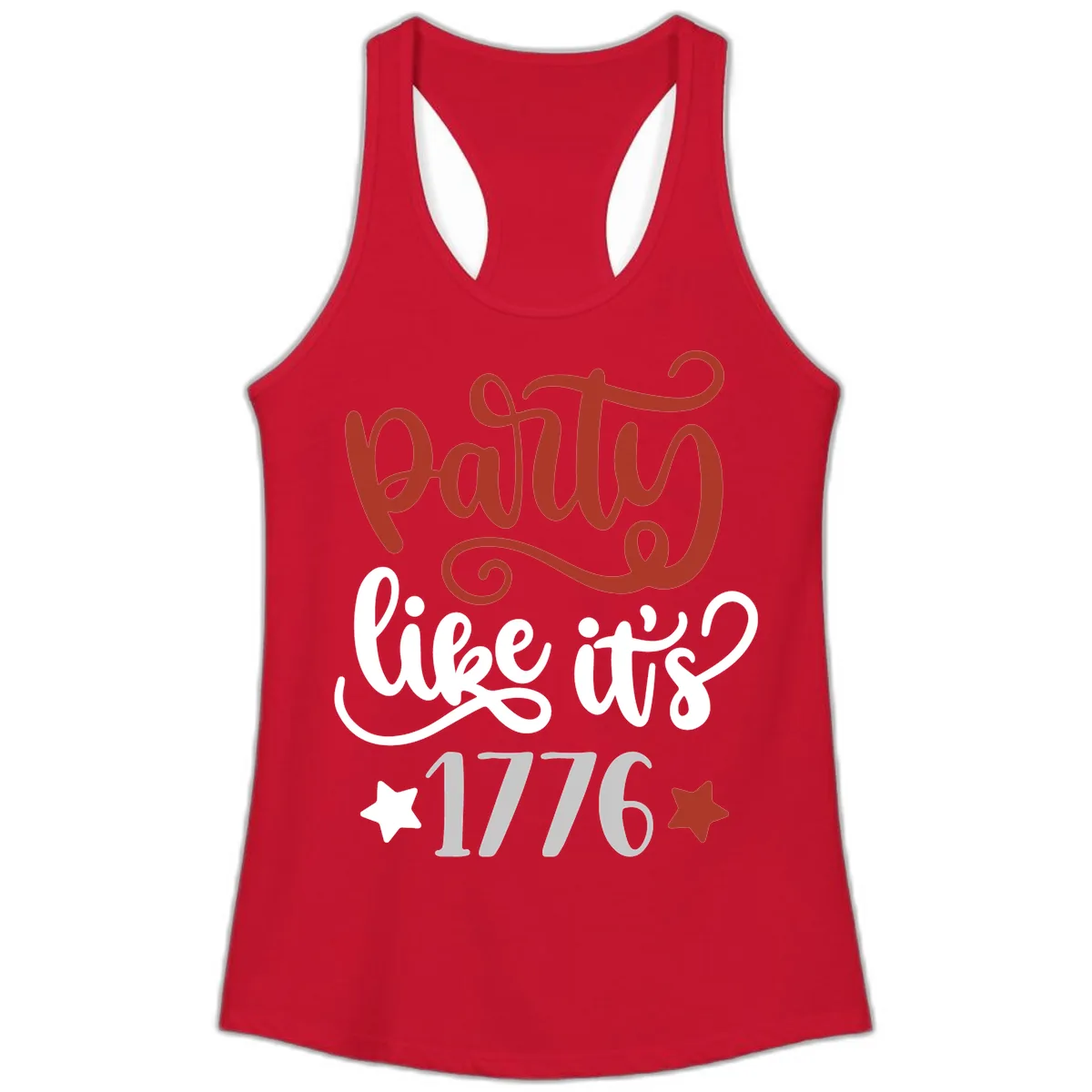 Party Like It's 1776 Celebration Design Ladies Tank in Solid Red