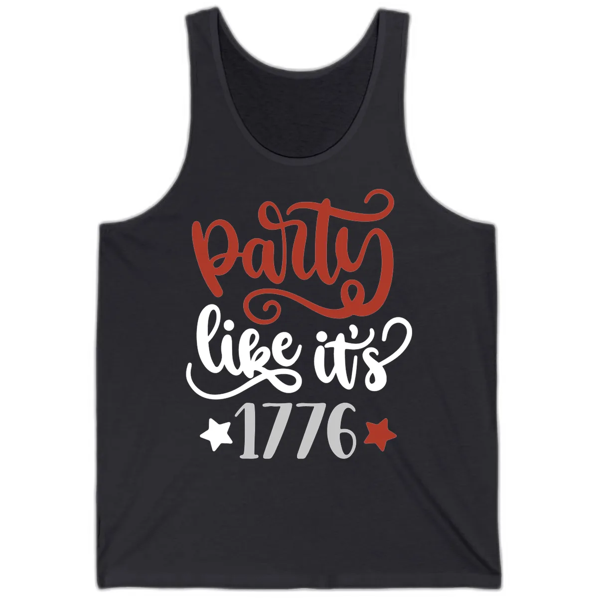Party Like It's 1776 Celebration Design Tank in Dark Grey