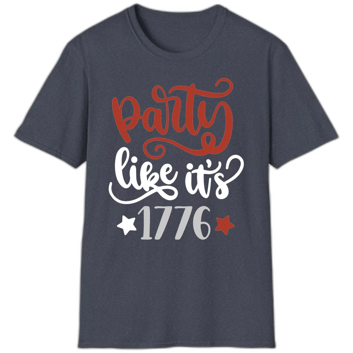 Party Like It's 1776 Celebration Design T-Shirt in Heather Navy