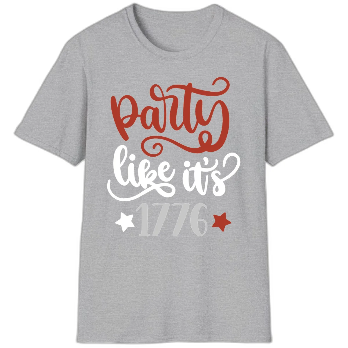 Party Like It's 1776 Celebration Design T-Shirt in Sport Grey