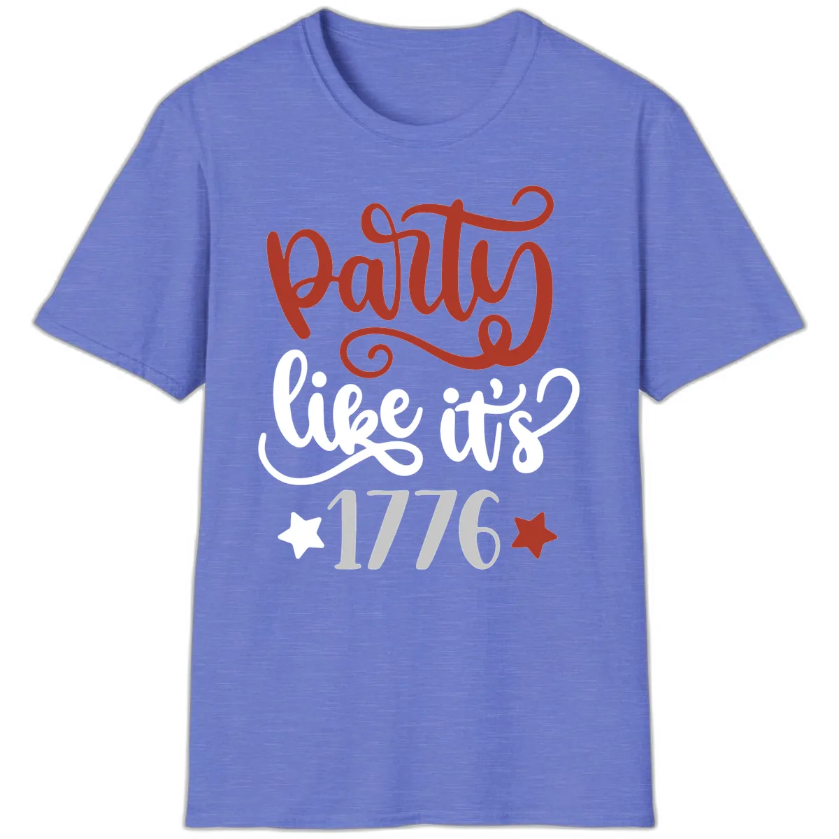 Party Like It's 1776 Celebration Design T-Shirt in Heather Royal