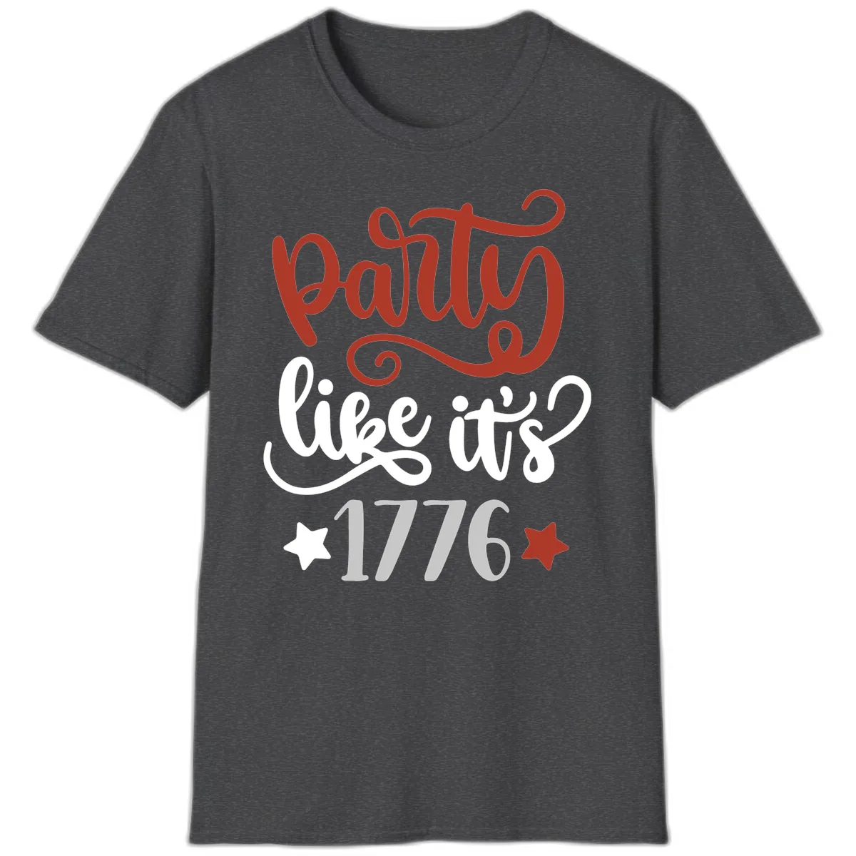 Party Like It's 1776 Celebration Design T-Shirt in Dark Heather