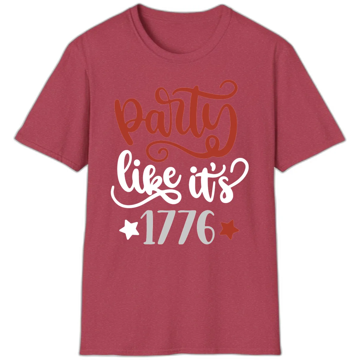 Party Like It's 1776 Celebration Design T-Shirt in Heather Cardinal
