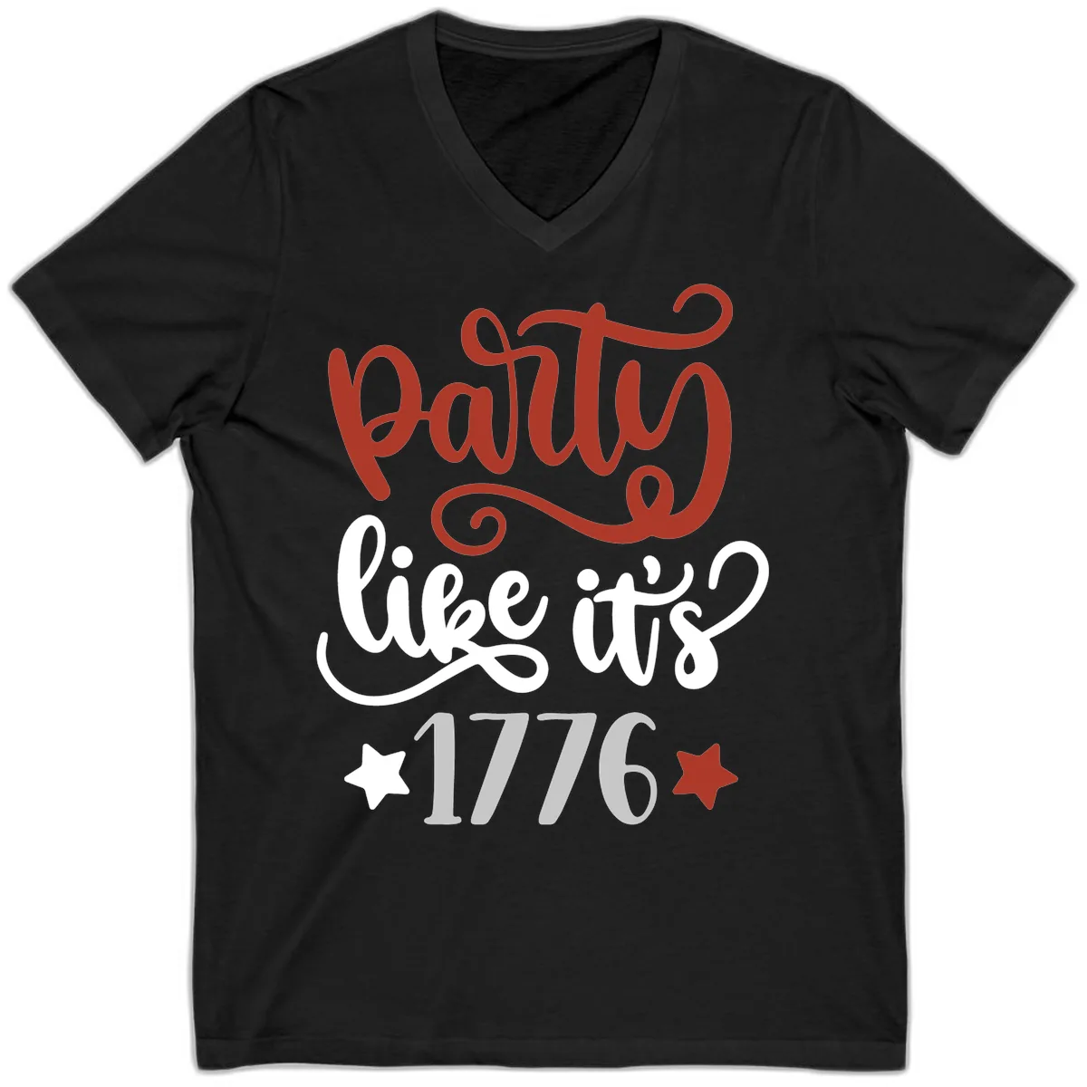 Party Like It's 1776 Celebration Design V-Neck in Black
