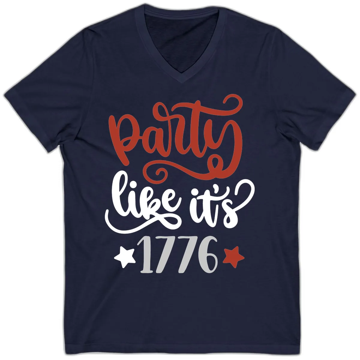 Party Like It's 1776 Celebration Design V-Neck in Navy