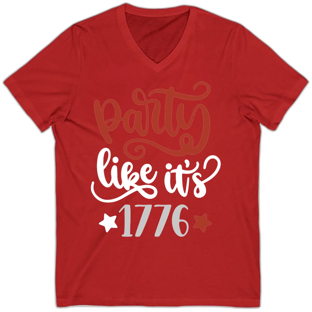 Party Like It's 1776 Celebration Design V-Neck in Red