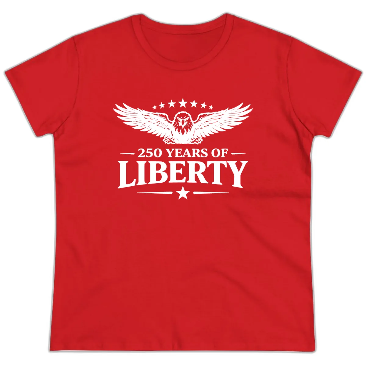 250 Years Of Liberty Eagle Celebration Ladies Tee in Red