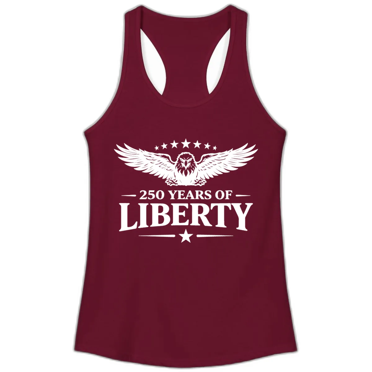 250 Years Of Liberty Eagle Celebration Ladies Tank in Solid Cardinal Red