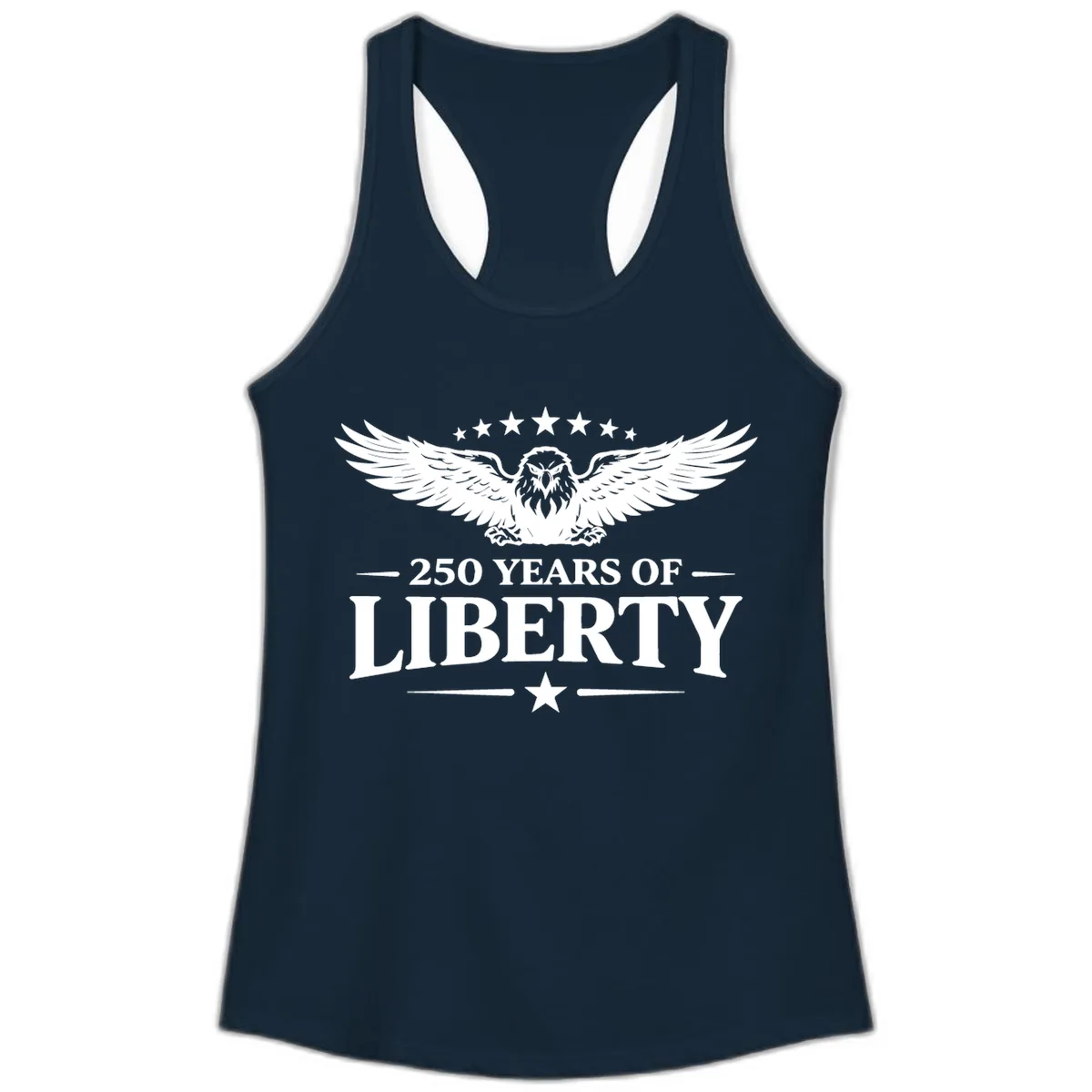 250 Years Of Liberty Eagle Celebration Ladies Tank in Solid Midnight Navy
