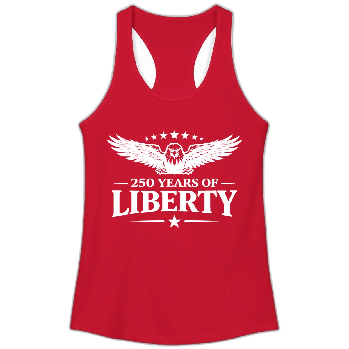 250 Years Of Liberty Eagle Celebration Ladies Tank in Solid Red