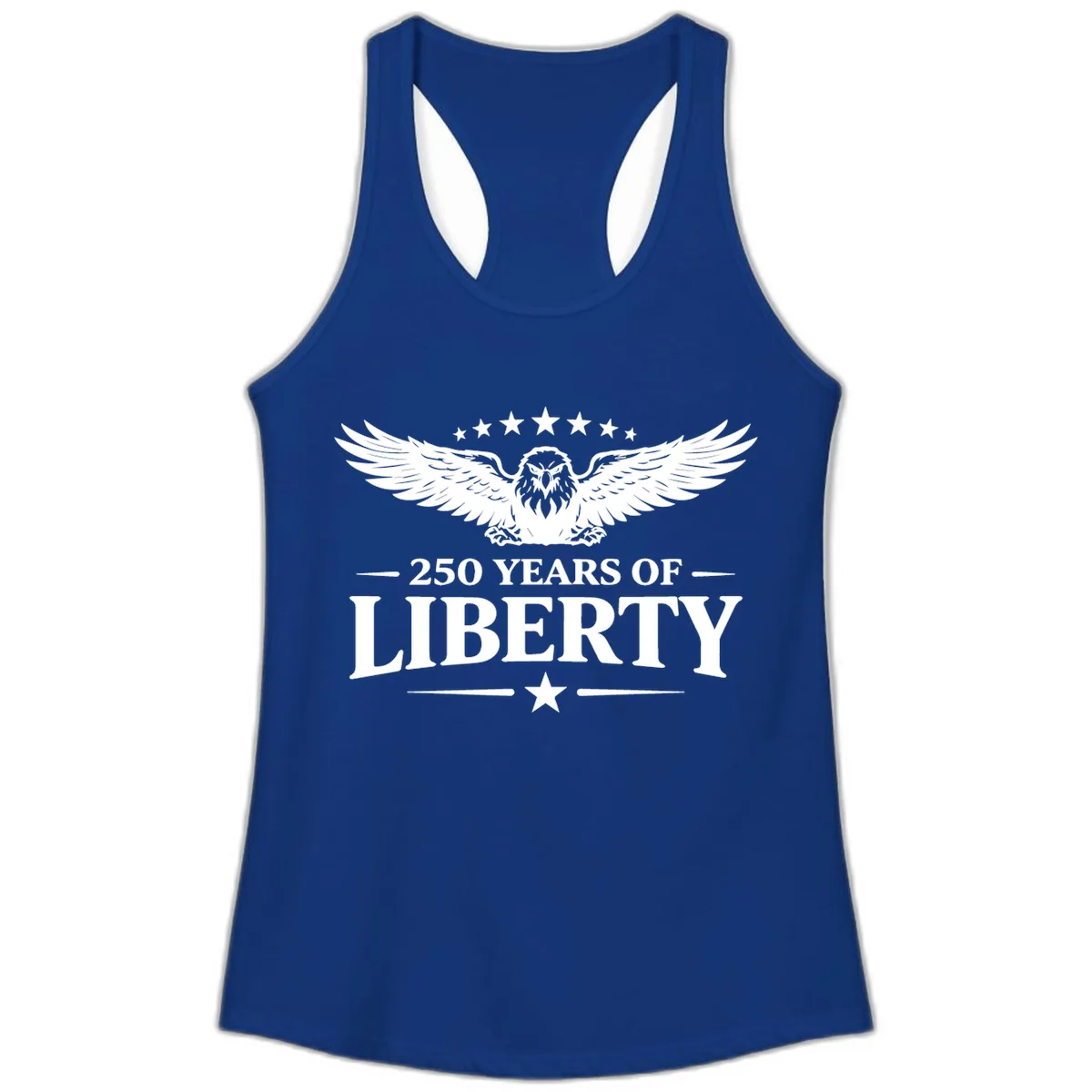 250 Years Of Liberty Eagle Celebration Ladies Tank in Solid Royal