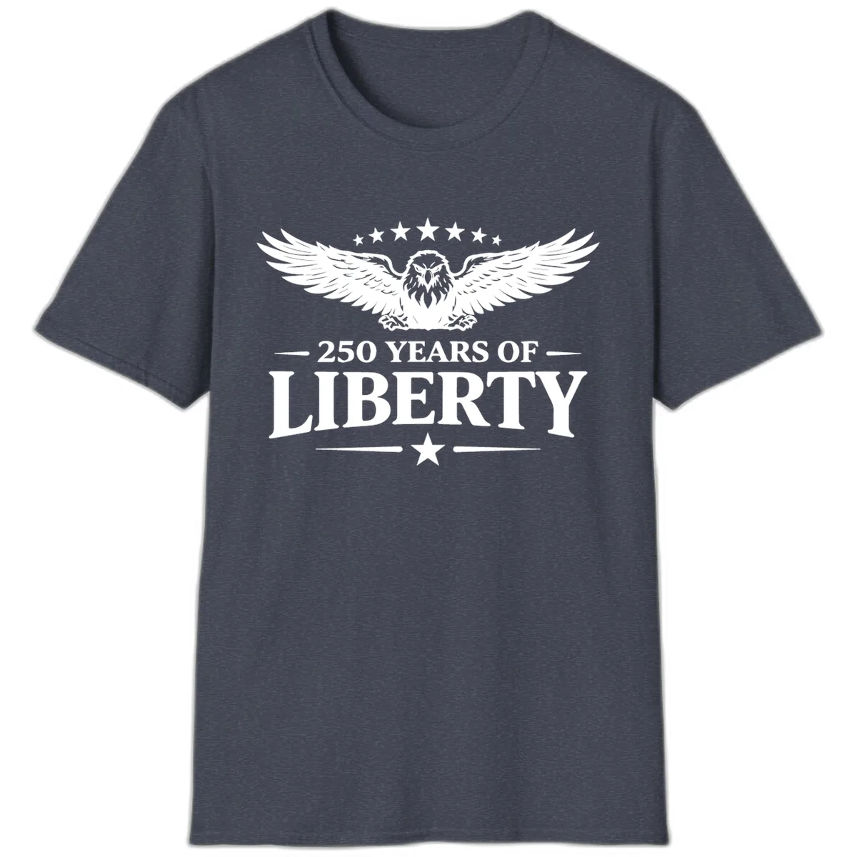 250 Years Of Liberty Eagle Celebration T-Shirt in Heather Navy