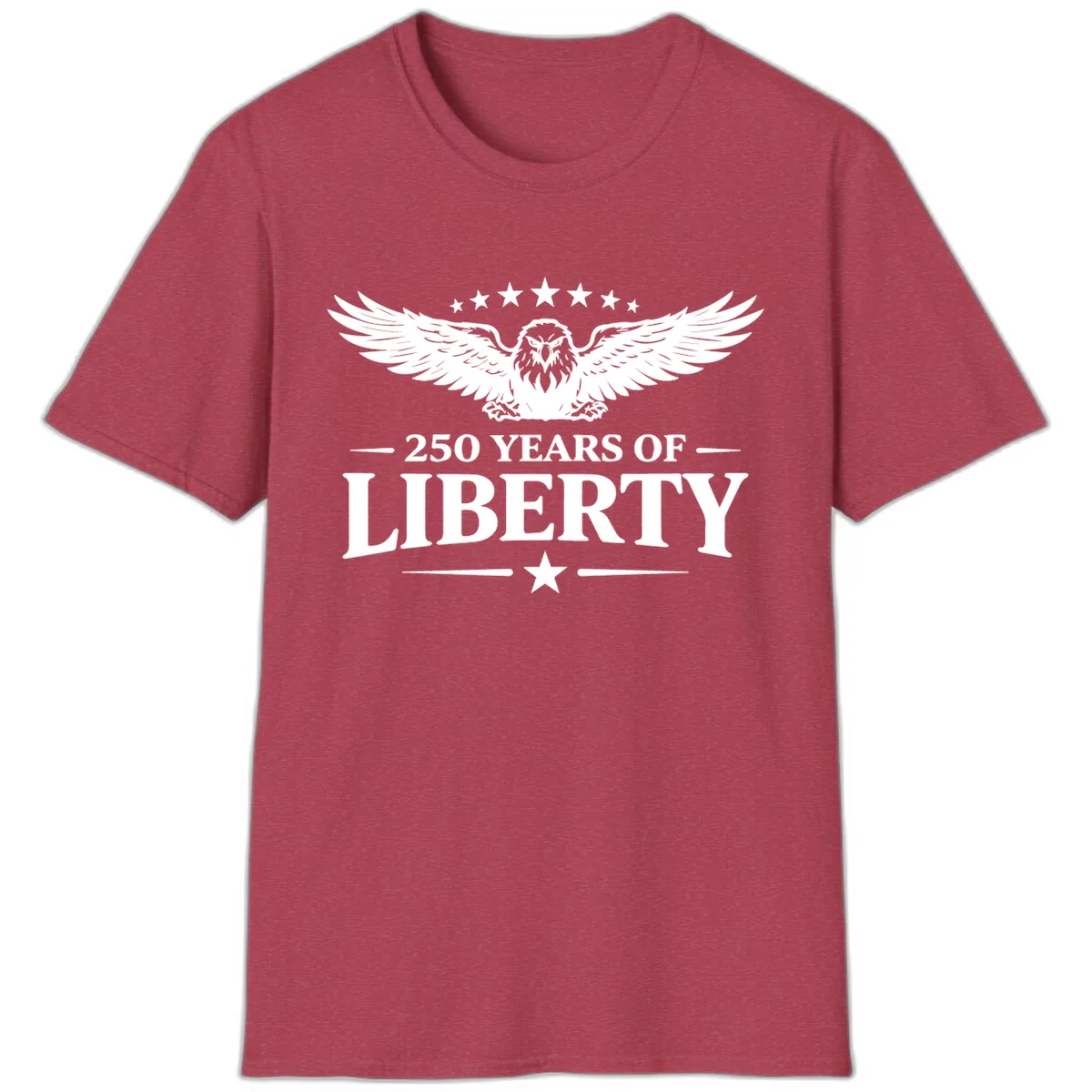 250 Years Of Liberty Eagle Celebration T-Shirt in Heather Cardinal