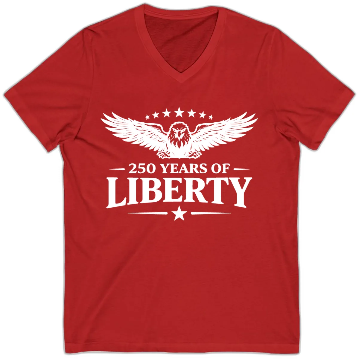 250 Years Of Liberty Eagle Celebration V-Neck in Red