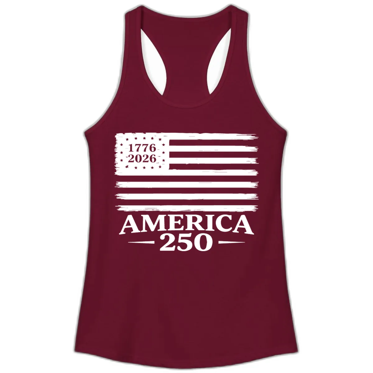 America 250th Anniversary Celebration Ladies Tank in Solid Cardinal Red