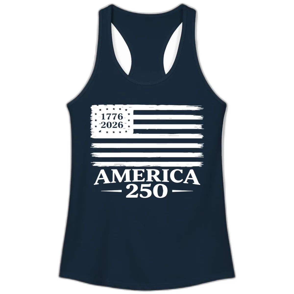 America 250th Anniversary Celebration Ladies Tank in Solid Midnight Navy
