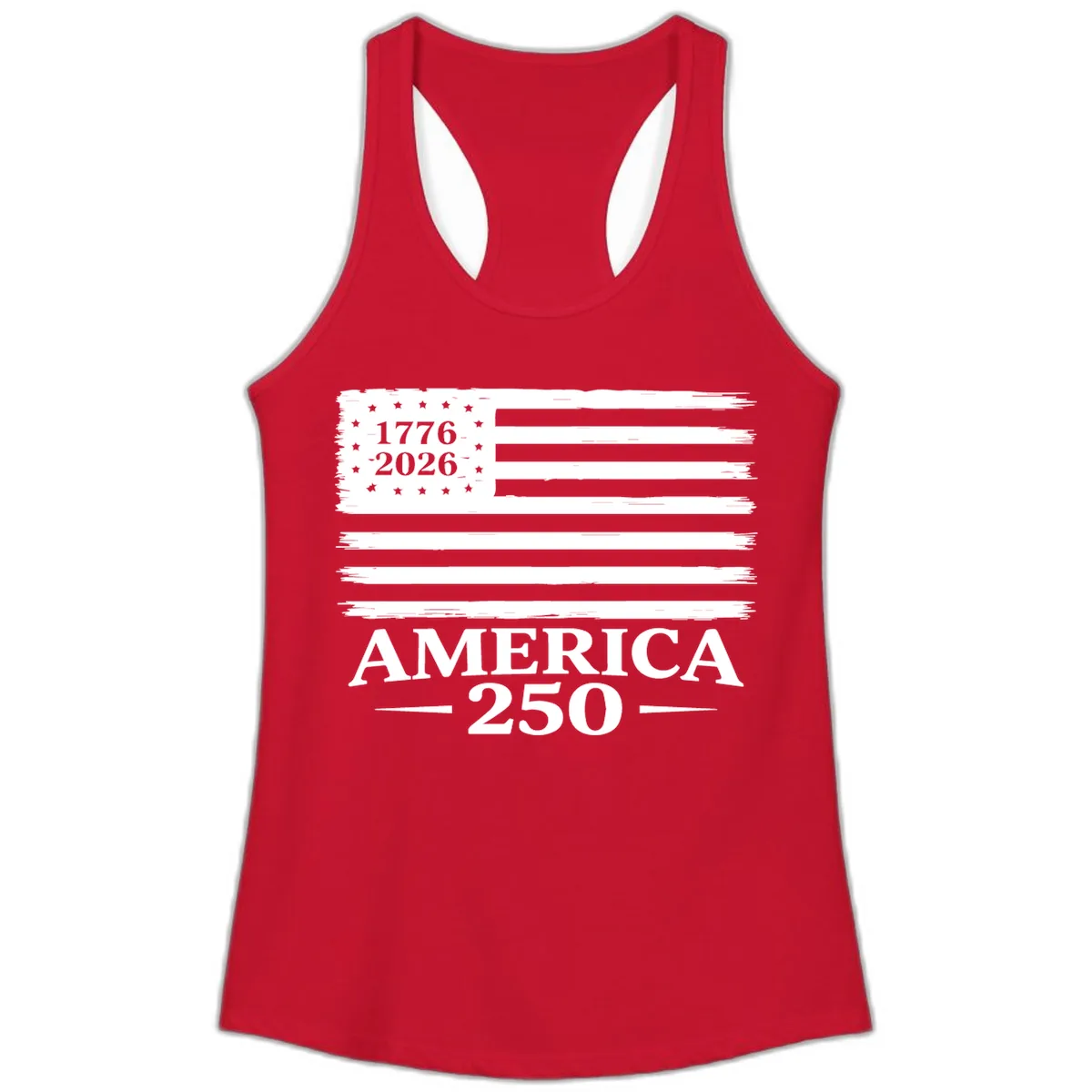 America 250th Anniversary Celebration Ladies Tank in Solid Red