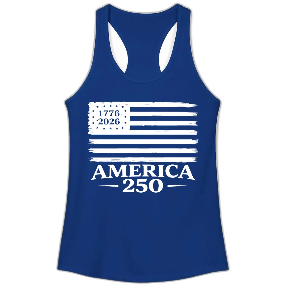America 250th Anniversary Celebration Ladies Tank in Solid Royal