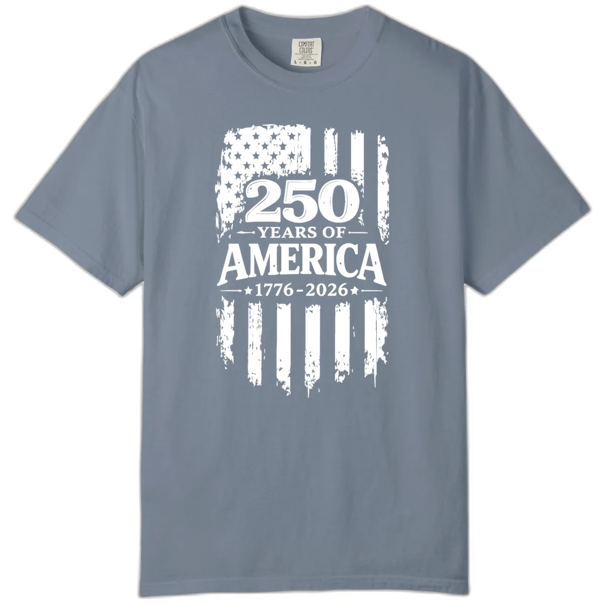 250 Years Of America Celebration Comfort Color T-Shirt in Blue Jean