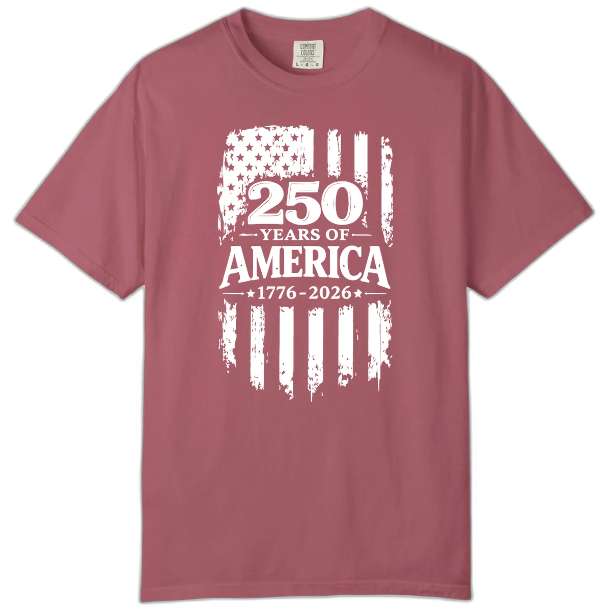 250 Years Of America Celebration Comfort Color T-Shirt in Crimson