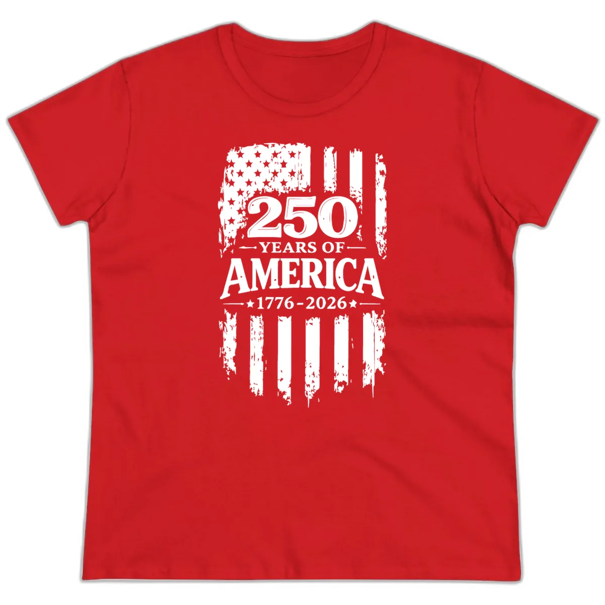 250 Years Of America Celebration Ladies Tee in Red