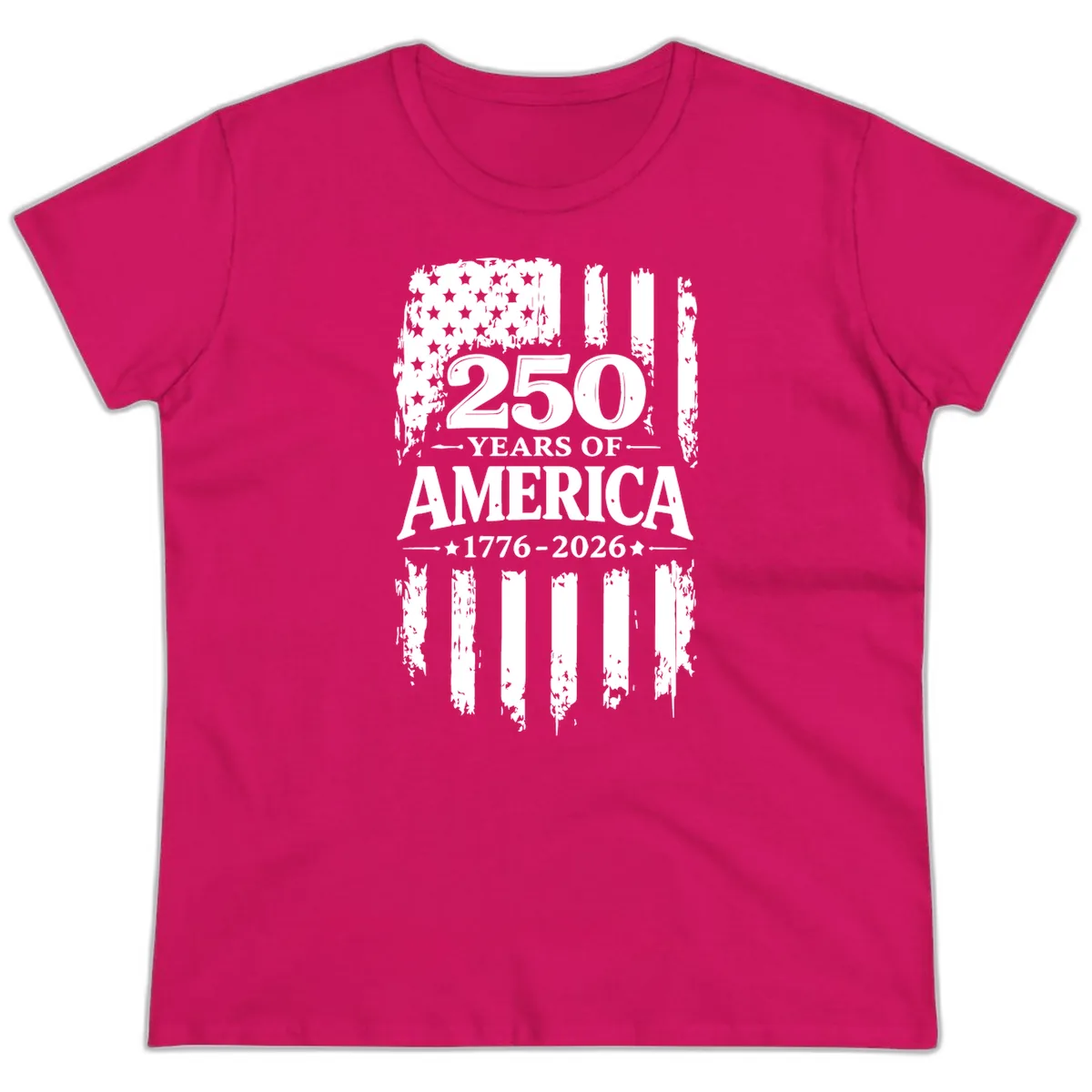 250 Years Of America Celebration Ladies Tee in Heliconia