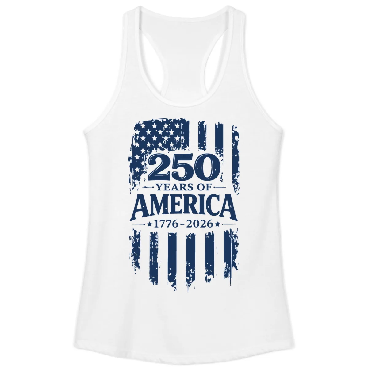 250 Years Of America Celebration Ladies Tank in White