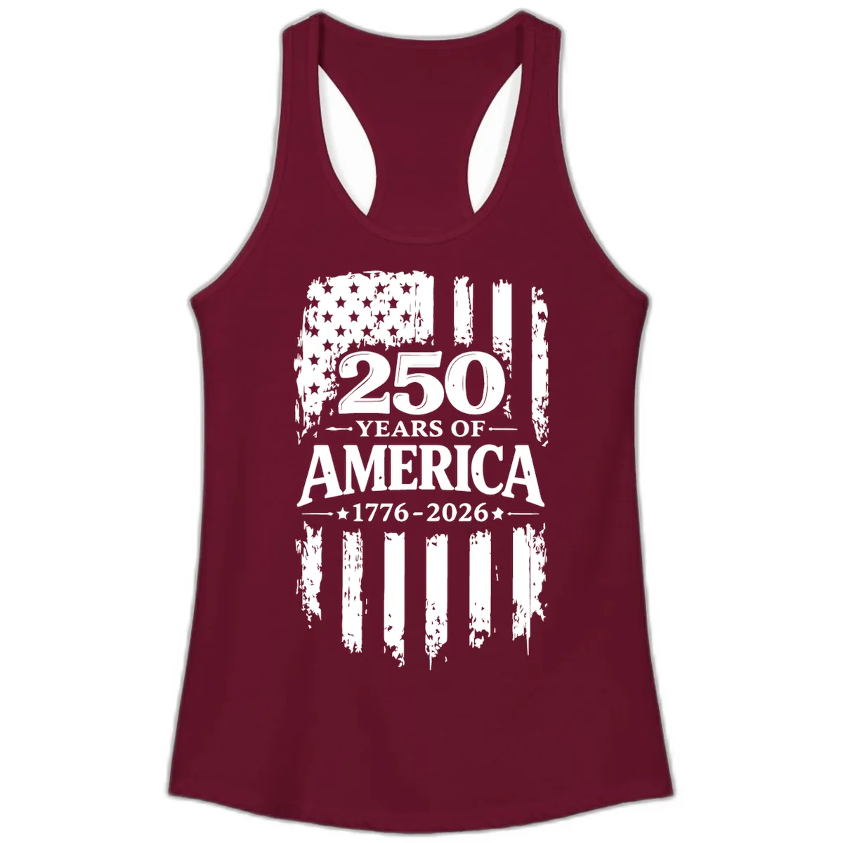 250 Years Of America Celebration Ladies Tank in Solid Cardinal Red