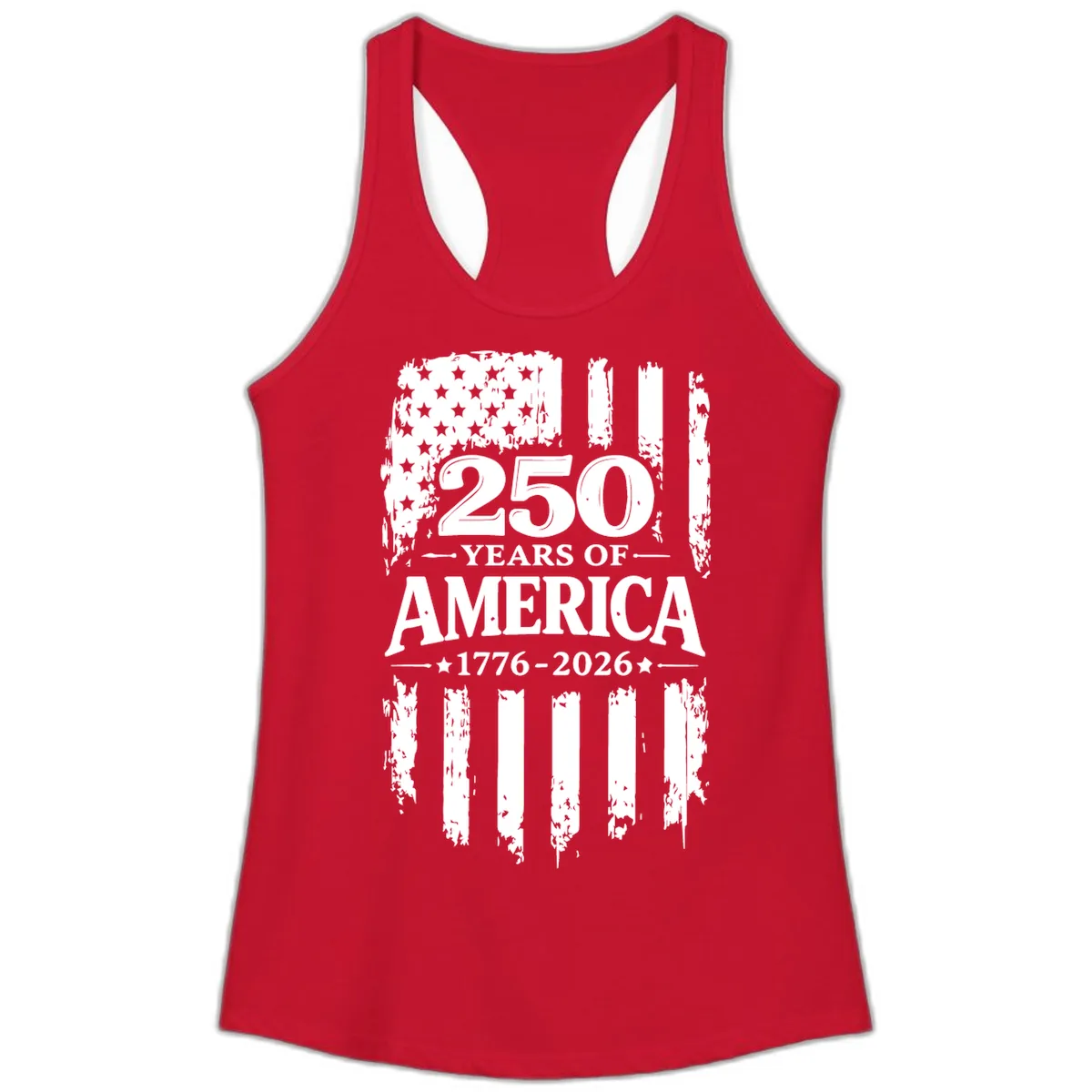 250 Years Of America Celebration Ladies Tank in Solid Red